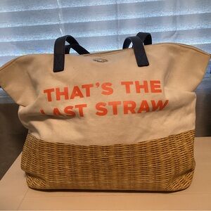 Pre-Loved ♠️ Kate Spade Canvas and Straw Tote ⭕️CALLOUTS⭕️